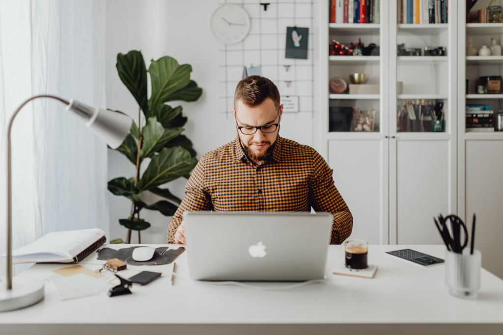 Young professional working from a modern home office
